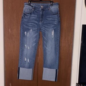 Stylish Distressed Blue Jeans 14 Stretchy